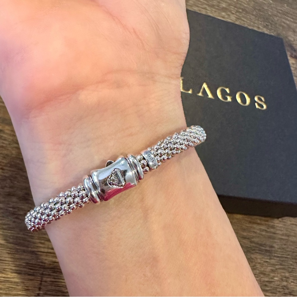 LAGOS Silver Beaded Bracelet with X Accents - Picture 4 of 13